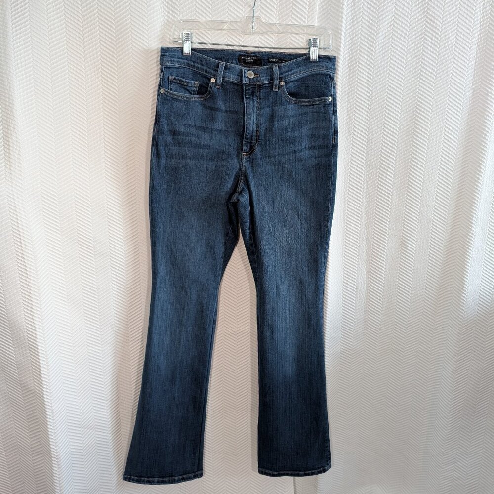 Banana Republic High Rise Flare Jeans Medium Blue Wash Premium Denim Size 30